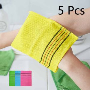 5Pcs Exfoliating Bath Pad Towels Set Korean Italy Asian Exfoliating Bath Washcloth Body Scrub Shower Soft Polyester Cotton