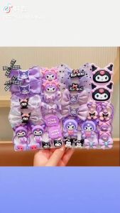 18pcs Set Kawaii Sanrio Hair Ties Anime Hair Ring Ornaments Cinnamoroll My Melody Kuromi Hair Rope