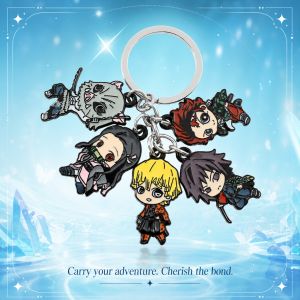 Bandai | Demon Slayer Tanjiro Kamado Keychain Zinc Alloy Metal Pendant Anime Cosplay Cartoon Key Ring Charm Accessories Gift For Fans