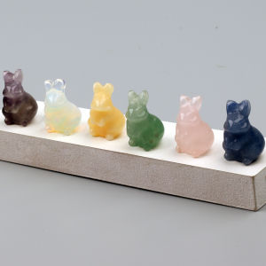 1 Inch Mini Bunny Crystal Energy Stones Carved Rabbit Rose Quartz Hare Figurine Jade Mini Animal Statue Chakra Home Decor