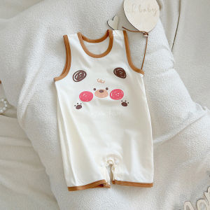cat and fish | Sleeveless Cotton Onesie Summer Wear