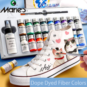 Marie’s 12/18/24/36 Colors Dope-Dyed Fiber Permanent Fabric Paint Set 10ml/Tube Textile Acrylic Paints Waterproof Pigment Painting Art Supplies