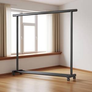 Floor Foldable Clothes Drying Rack Single Rod