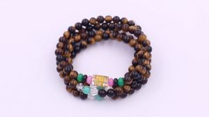 Vòng chuỗi 108 hạt đá mắt hổ vàng đen charm Lục tự chân ngôn - hạt 6 ly 8 ly 10 ly - vòng chuỗi niệm Phật vòng chuỗi tay vòng tay chuỗi hạt