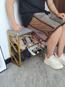 2 Layer Iron shoe bench shoe rack home door shoe storage door shoe cabinet bench 鞋架 Rak kasut