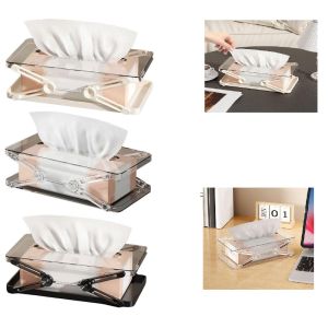 Living Room High-Value Telescopic Tissue Box Desktop Storage Paper Box Drawer Box Liftable Household Tissue Box Storage Box