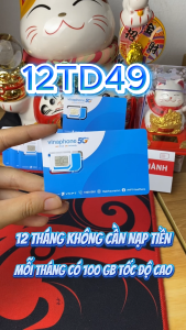 Sim VInaphone 5G 12TD49 TRọn Gói 12 Tháng Miễn Phí -CÓ 1200GB TỐC ĐỘ CAO SỬ DỤNG Data Không Giới Hạn Theo Ngày  - THẢ GA VÀO MẠNG GIÁ CỰC RẺ . FREESHIP - CHƯA KÍCH HOẠT.