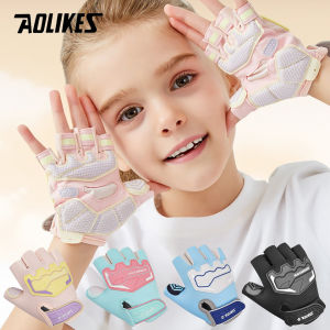 AOLIKES Kids Cycling Gloves Half Finger Skate Child Mountain Bike Bicycle Gloves Sports Gloves for Boys and Girls Children