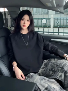 American Retro Deconstructed Patchwork Long Sleeve Mens T-shirt Spring Autumn Trendy Base Layer Loose Casual Sweatshirt