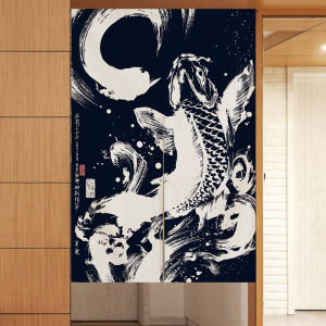 Japanese Style Cotton Linen Door Curtain Semi Curtain Bedroom Partition Kitchen Partition Bathroom Privacy Home Fabric Curtain No Drilling Required