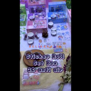 (1 BOX ISI 4 ROLL & 10 LEMBAR STICKER) STIKER ROLL SET BOX 2D ANTI AIR / STIKER BOTOL MINUM / STIKER BUKU LUCU / STICKER AESTHETIC / STIKER TEMPEL BUKU