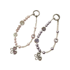 Original Design Crystal Chain Phone Case Chain Asymmetric Bead Plating Alloy Butterfly Keychain Pendant Chain