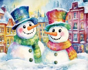 KAYOU | Oil Painting By Numbers Winter Snowman DIY Number Drawing Canvas Pictures By Numbers Home Decor Large Size Frameless