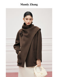 Luxurious Brown 100% Wool Double Face Coat