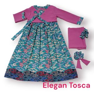 Gamis batik anak hanbok muslim set hijab kerudung 1-8tahun.