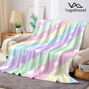 BILIBILI | Rainbow Hearts Flannel Blanket Warm Soft Halloween Christmas Decorative Couch Warm Cozy All-Season Gift