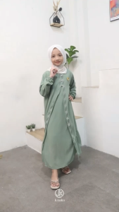 Nayra Dress Gamis Anak Perempuan Usia 2-14 tahun Set Hijab/Bahan Ceruty Babydoll Mix Swaroski /gamis swaroski anak perempuan / gaun  pesta anak perempuan / gamis kondangan anak / gamis anak 2025