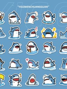 Adorable Cartoon Whale Stickers Waterproof Decorative DIY Decals for Laptop Mobile Phone Case Journal Notebook 50 Pieces Set