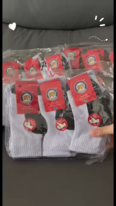 ถุงเท้านักเรียน สีพื้น ขาวเทา/น้ำตาล ยกแพ็ค 12คู่/แบ่ง 6คู่ เนื้อผ้าดี ใส่สบาย พร้อมส่ง