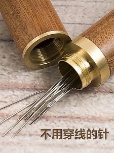 เข็มเย็บผ้าสแตนเลสตาบอด36ชิ้นดเข็มเจาะรูด้านข้างพร้อมกล่องไม้ผู้สูงอายุอุปกรณ์เย็บปักแบบทำมือสำหรับร้อยด้ายในบ้านแบบทำมือ