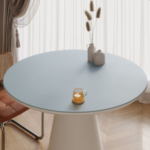 Leather Tablecloth round Modern Simple Style Waterproof Washless Dining Table Mat Tea Table Cloth Pure Color Home Textile