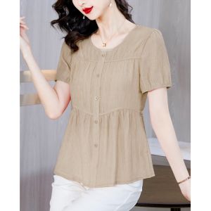 Flattering Slimming Summer Linen Blouse Shirt