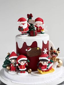 Christmas Cake Decoration 3D Sleigh Boy Elk Girl Christmas Tree Santa Claus Gift Box for Merry Xmas Party Supplies Navidad 2025