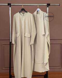 Abaya Gamis Set Terbaru Semi Batwing Wudhu Busui Friendly Bahan Marbella Silk Zafira By Khadijah
