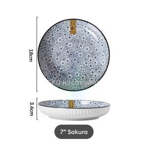 7" Microwaveable Japanese Style Ceramic Rice Plate Salad Plate Deep Plate Pinggan Nasi Seramik Gaya Jepun 7 inci Pinggan Salad Pinggan Dalam Pinggan Makan Seramik 7 inci 7英寸微波炉可加热日式陶瓷饭盘沙拉盘深盘平盘餐盘陶瓷日式陶瓷饭盘