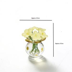 JETTING | ▶Mini Lifelike Glass Flowers Simulation Flowers Handcrafted Floral Sculpture Floral Bouquet With Vase Dollhouse Decorative Model
