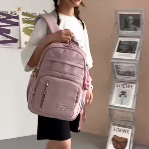HY BAG #44007 FASHION WOMENS NYLON MATERIAL CLASSIC BACKPACK LARGE CAPACITY WITH LAPTOP POCKET AND PENDANT