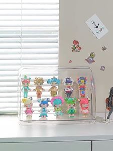 Blind box storage display box dust-proof doll storage box transparent figurine desktop display stand flip cover display stand