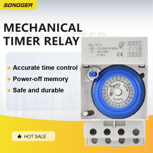 SUL181 Mechanical Timer Relay DIN Rail 24 Hour Timer Switch 220V AC 16A Programmable Street Light Time Controller