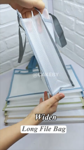 Portable Long File Bag 2Pockets Handbag Paper Organizers Book Storage Waterproof EVA Material