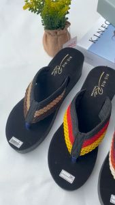 sandal wanita terbaru 2024 wedges jepit webing kombinasi