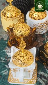 Tempat Bakar Dupa Mabkharah Bulat Arab & Bukhur BAKHOOR MEWAH: Prapen Mabkhara Tutup Emas