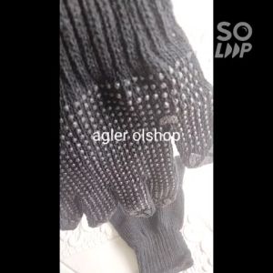 12 Pasang Sarung Tangan Hitam Polos Bintik/Antislip Full Jari/Sarung Tangan Multiguna