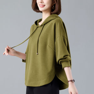 Womens Hoodie Spring Autumn Thin Loose Lazy Style Slimming Casual Short Top Trendy Zipper Closure Long Sleeve Solid Color