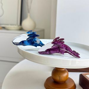 Acetate Whale Hair Claw Clip Cute Blue Whale Shark Clip for Women Half-Up Bun Ponytail 8cm Ocean Style Hair Accessory