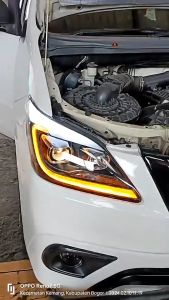 Headlamp Grand New Kijang Innova 2012-2015 All LED Bar Lexus Style Sequential Sign Black Housing