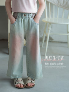 Blue Dad Girls Jeans Summer New Style Childrens Retro Casual Pants Baby Korean Version Cheekbone Long Pants Kids Clothing