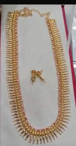 Gold polish beautiful haram jewellery set with earrings