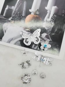 8PCS Rhinestone Butterfly Dragonfly Shoe Charms Decorations Silvery Star Bee Shoe Buckle DIY Accessories Flower Clogs Shoe Clip