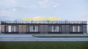 แบบโมเดิร์นคาเฟ่ดีไซน์ตู้คอนเทนเนอร์ 2 ชั้น