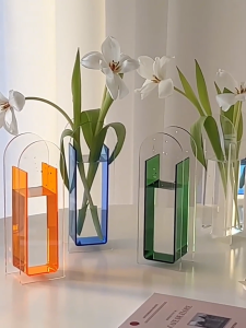 Creative Acrylic Flower Vase – Transparent INS Style Tabletop Decoration for Home Living Room Dining Table & Interior Display