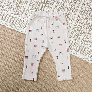 กางเกงขายาวลำลองสำหรับเด็กวัย 0-3 ปี กางเกงขายาวฤดูใบไม้ผลิและฤดูใบไม้ร่วง ผ้าฝ้ายผสมโพลีเอสเตอร์ เอวยางยืด ทรงสลิมฟิต