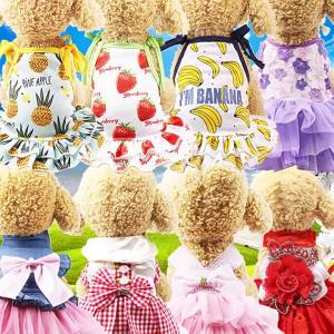 Dog Pet Suspender Skirt Cat Clothes Vest Striped Cat Mesh Dog Supplies Spring Summer Teddy Pomeranian