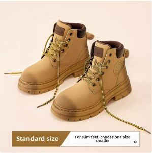 Womens Retro Workwear Martin Boots Spring 2025 Casual Outdoor Short Hiking Shoes Yellow Color Synthetic Leather Upgraded Version