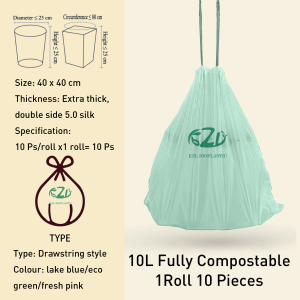 【1 Roll Introductory Pack】KZL Draw string trash bag 100% Biodegradable