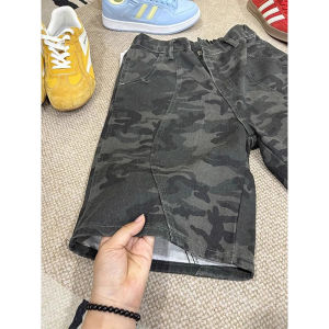 Quần Short Denim American Camouflage Nam Mùa Hè Cleanfit Deconstructed Quần Ống Đứng Cạp Cao Quần Ngựa Năm Điểm